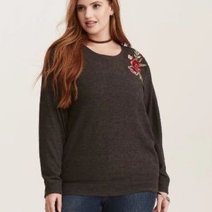 TORRID Hacci Rose Patch Sweatshirt